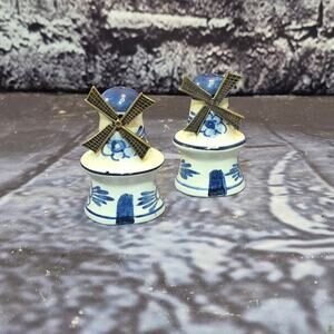 Vintage Delft Blue Windmill Salt and Pepper Shakers Made in Holland